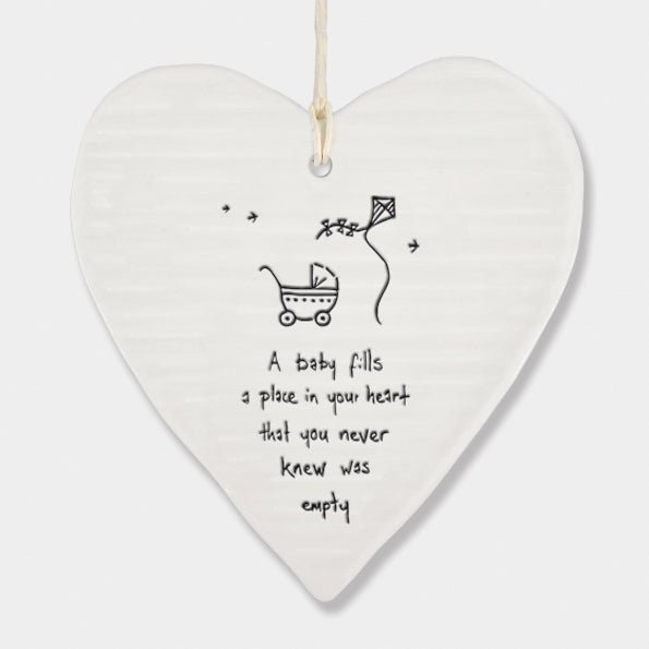 A Baby Fills A Place In Your Heart Wobbly Ripple Heart | 9cm x 9cm - Give And Glow
