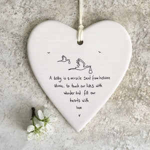 A Baby Is A Miracle Sent From Heaven Wobbly Ripple Heart | 9cm x 9cm - Give And Glow