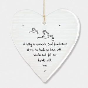 A Baby Is A Miracle Sent From Heaven Wobbly Ripple Heart | 9cm x 9cm - Give And Glow