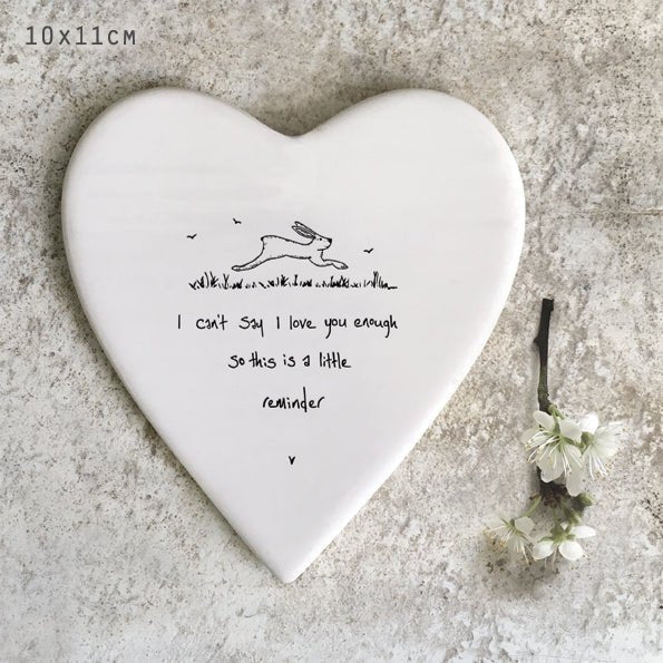 A Little Reminder I Love You – Ceramic Heart Coaster | 10cm x 11cm - Give And Glow