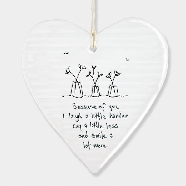 Because Of You I Smile More Wobbly Ripple Heart | 9cm x 9cm - Give And Glow