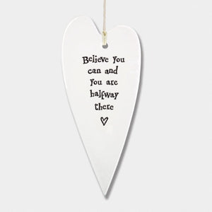 Believe You Can Hanging Ceramic Heart | 13cm x 6cm - Give And Glow