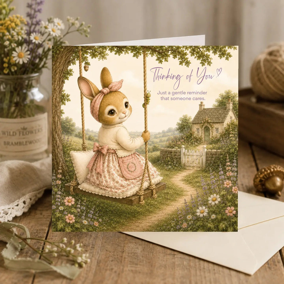 Bramblewood Greeting Card Raine the Rabbit Thinking of You Wholesale 6 Pack - Give And Glow