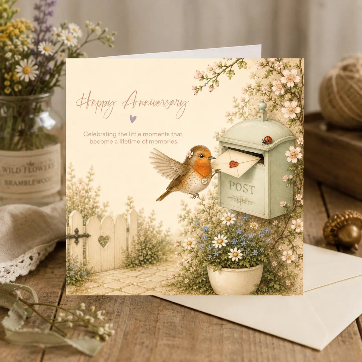 Bramblewood Greeting Card Rosie the Robin Anniversary Wholesale 6 Pack - Give And Glow
