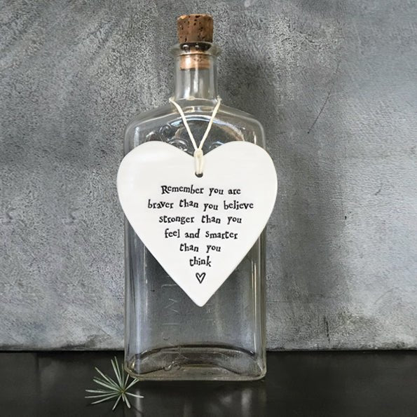 Braver Stronger Smarter Ceramic Heart | 9cm x 9.5cm - Give And Glow