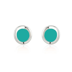 Bright Turquoise Stud Earrings – 6mm Stainless Steel with Enamel Inset - Give And Glow