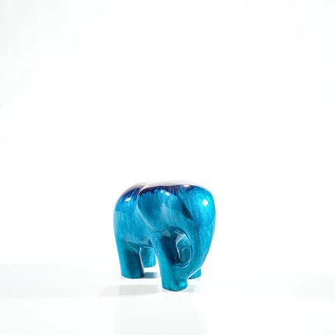 Brushed Aqua Elephant Medium Ornament | 7cm | Recycled Aluminium - Give And Glow
