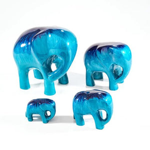 Brushed Aqua Elephant Small Ornament | 5cm | Recycled Aluminium - Give And Glow