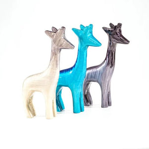 Brushed Aqua Giraffe Medium Ornament | 12cm | Recycled Aluminium - Give And Glow