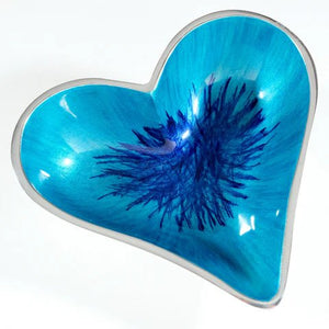 Brushed Aqua Heart Dish Small | 15cm x 10cm | Recycled Aluminium - Give And Glow