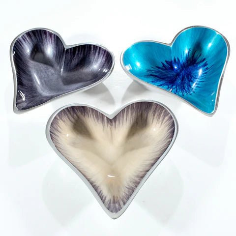 Brushed Aqua Heart Dish Small | 15cm x 10cm | Recycled Aluminium - Give And Glow