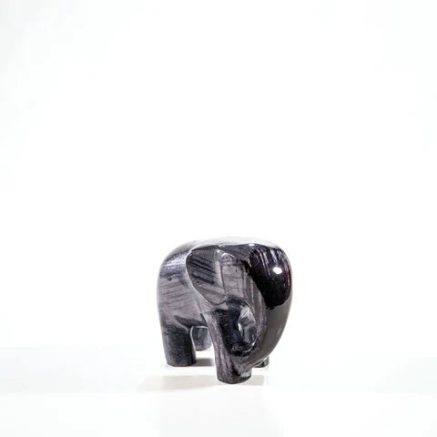 Brushed Black Elephant Medium Ornament | 7cm | Recycled Aluminium - Give And Glow