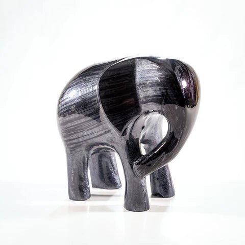Brushed Black Elephant XL Ornament | 12cm | Recycled Aluminium - Give And Glow