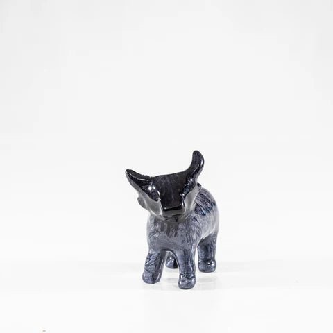 Brushed Black Highland Cow Medium Ornament | 7.5cm | Recycled Aluminium - Give And Glow