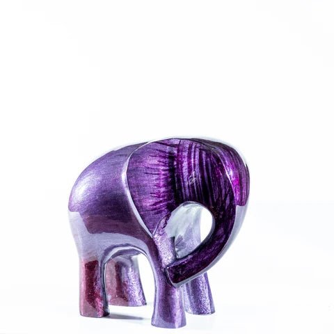 Brushed Purple Elephant XL Ornament | 12cm | Recycled Aluminium - Give And Glow