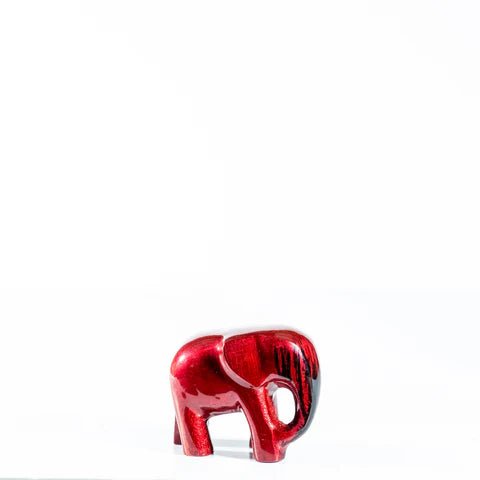 Brushed Red Elephant Medium Ornament | 7cm | Recycled Aluminium - Give And Glow