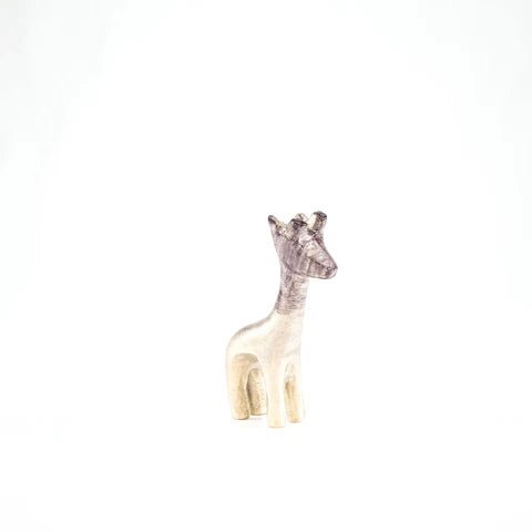 Brushed Silver Giraffe Small Ornament | 9cm | Recycled Aluminium - Give And Glow