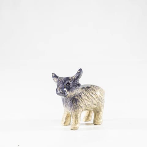 Brushed Silver Highland Cow Medium Ornament | 7.5cm | Recycled Aluminium - Give And Glow