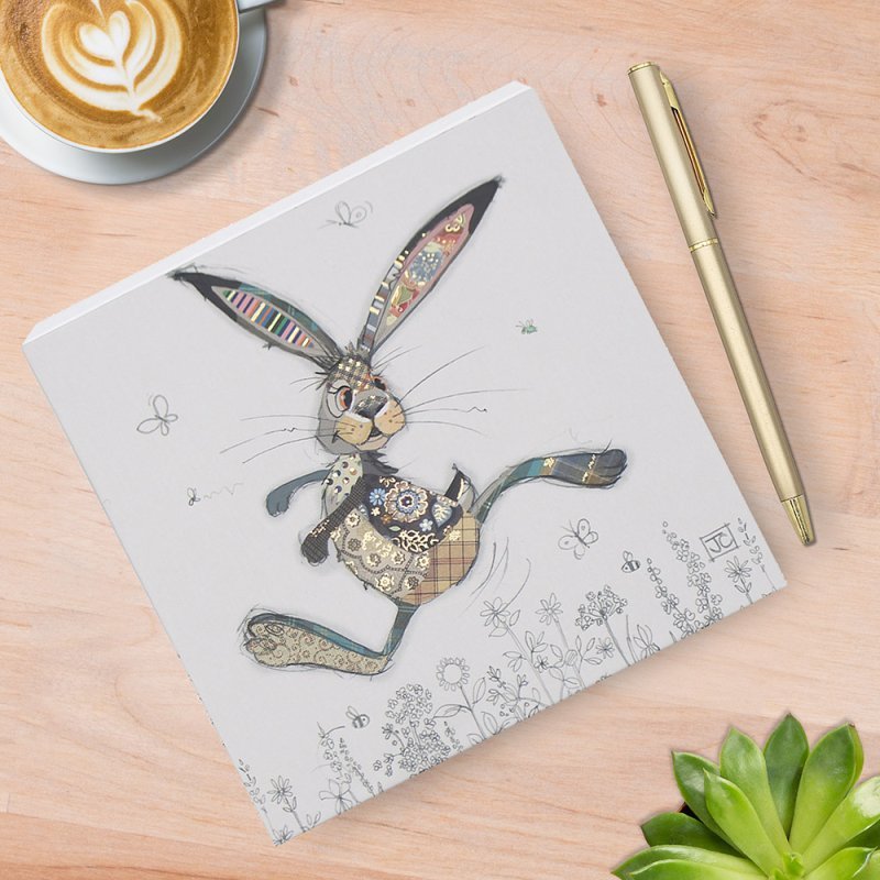 Bug Art Kooks Hare Memo Pad with Pen – 14cm x 14cm - Give And Glow