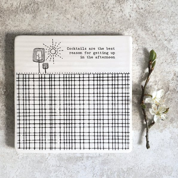 Cocktails Are the Best Reason – Square Ceramic Coaster | 10.5cm - Give And Glow