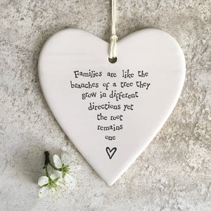 Families Like Branches Ceramic Heart | 9cm x 9.5cm - Give And Glow