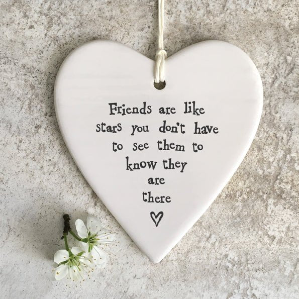 Friends Are Like Stars Hanging Ceramic Heart | 9cm x 9.5cm - Give And Glow