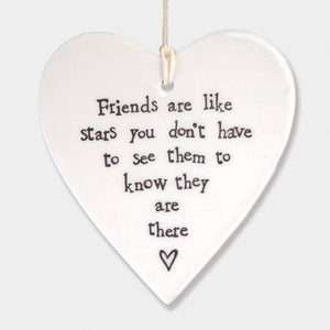 Friends Are Like Stars Hanging Ceramic Heart | 9cm x 9.5cm - Give And Glow