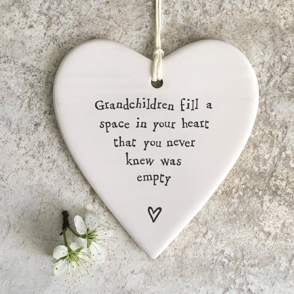 Grandchildren Fill Your Heart Ceramic Heart | 9cm x 9.5cm - Give And Glow