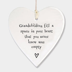 Grandchildren Fill Your Heart Ceramic Heart | 9cm x 9.5cm - Give And Glow