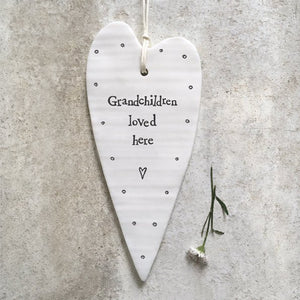 Grandchildren Loved Here Long Wobbly Ripple Heart | 6cm x 13.7cm - Give And Glow