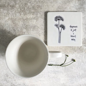 Happiness Is Just a Biscuit Away – Square Ceramic Coaster | 10.5cm - Give And Glow