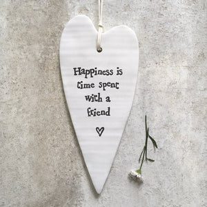 Happiness Is Time With a Friend Ceramic Heart | 13cm x 6cm - Give And Glow