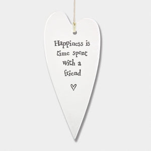 Happiness Is Time With a Friend Ceramic Heart | 13cm x 6cm - Give And Glow