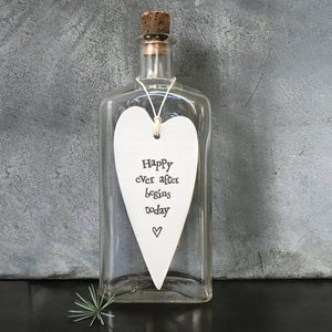 Happy Ever After Begins Today Ceramic Heart | 13cm x 6cm - Give And Glow