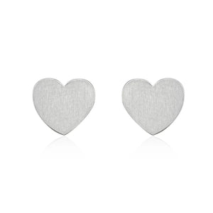 Heart Stud Earrings – Silver-Plated Stainless Steel - Give And Glow
