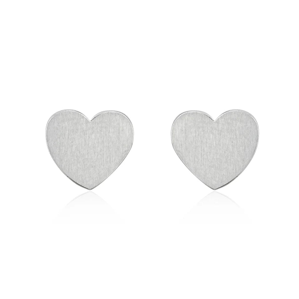 Heart Stud Earrings – Silver-Plated Stainless Steel - Give And Glow