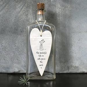 How Wonderful Life Is With You Long Wobbly Ripple Heart | 6cm x 13.7cm - Give And Glow