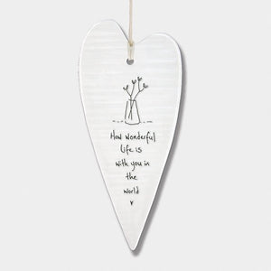How Wonderful Life Is With You Long Wobbly Ripple Heart | 6cm x 13.7cm - Give And Glow