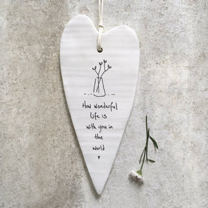 How Wonderful Life Is With You Long Wobbly Ripple Heart | 6cm x 13.7cm - Give And Glow