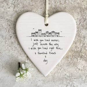 I Wish You Lived Nearer Wobbly Ripple Heart | 9cm x 9cm - Give And Glow