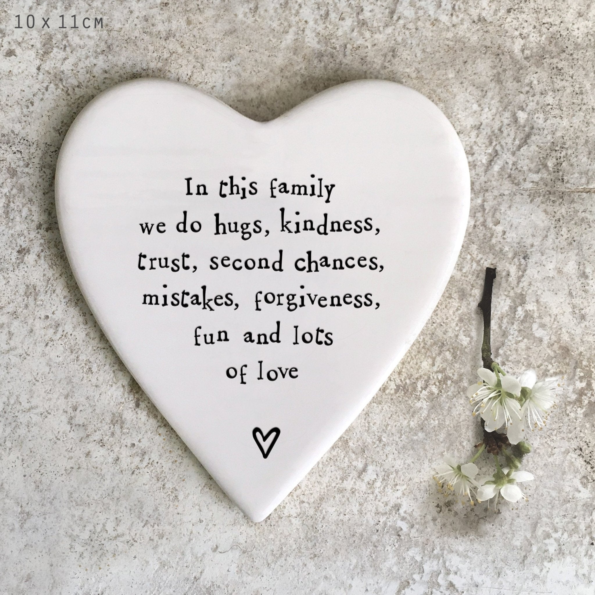 In This Family We Do Love – Ceramic Heart Coaster | 10cm x 11cm - Give And Glow