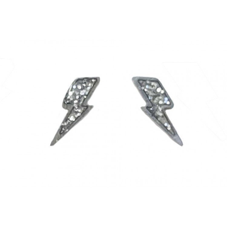 Lightning Bolt Stud Earrings – Glitter Enamel with Stainless Steel - Give And Glow