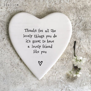 Lovely Friend Like You – Ceramic Heart Coaster | 10cm x 11cm - Give And Glow