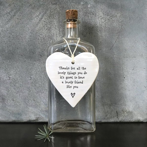Lovely Friend Thank You Ceramic Heart | 9cm x 9cm - Give And Glow
