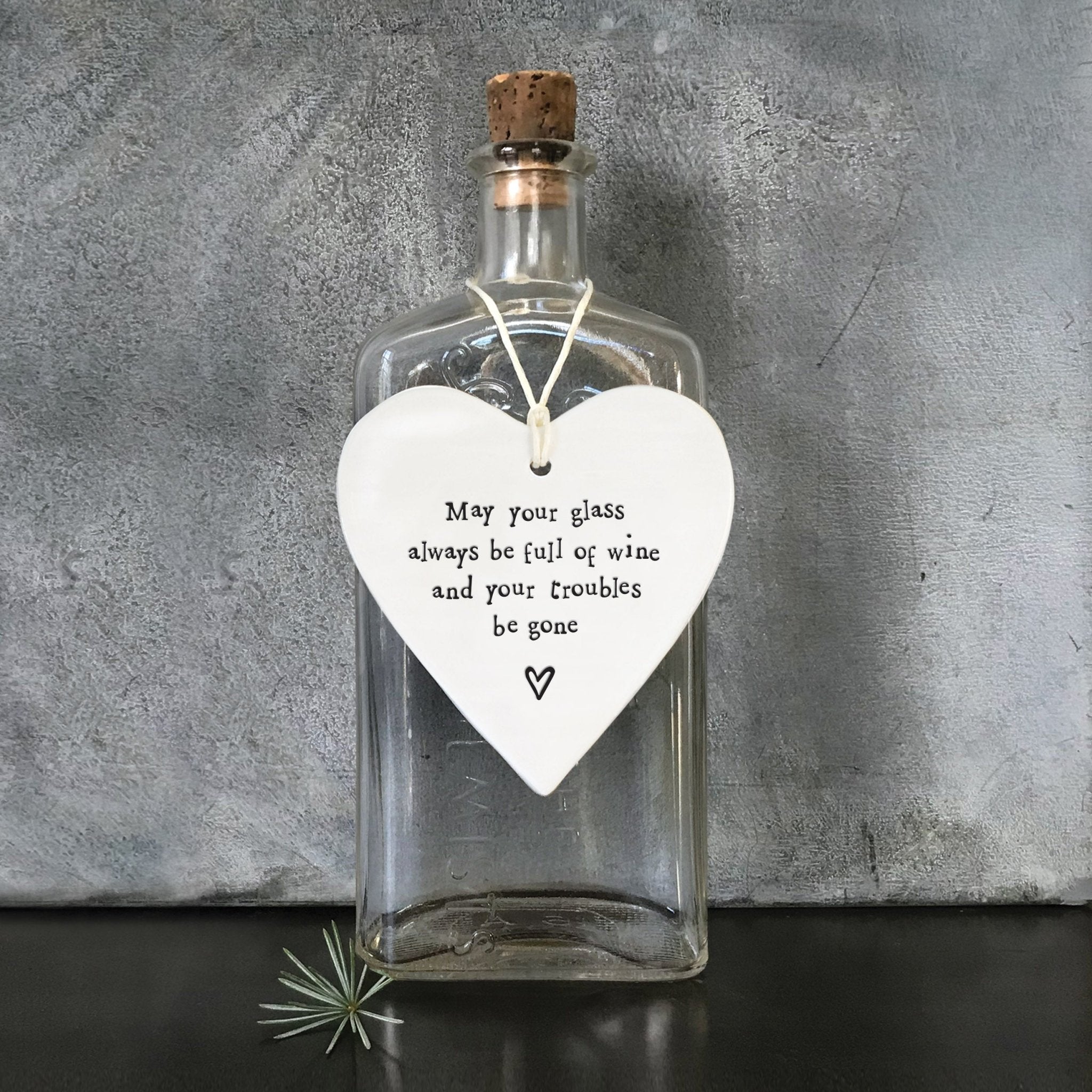 May Your Glass Be Full Ceramic Heart | 9cm x 9cm - Give And Glow