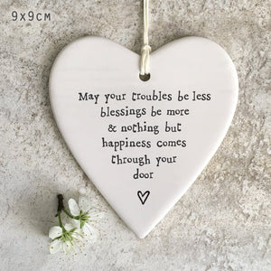 May Your Troubles Be Less Ceramic Heart | 9cm x 9cm - Give And Glow