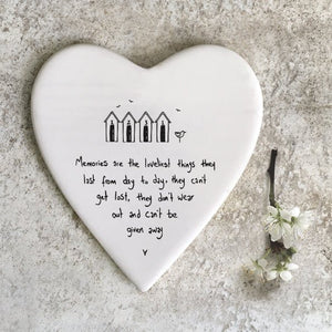 Memories Are the Loveliest Things – Ceramic Heart Coaster | 10cm x 11cm - Give And Glow