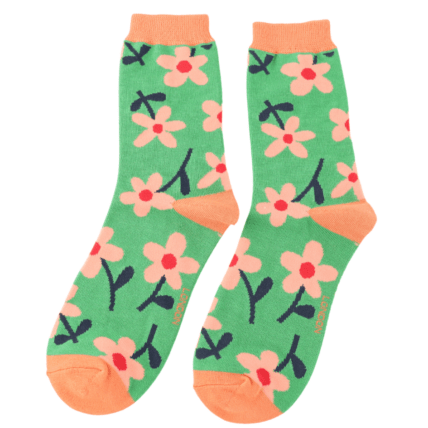 Miss Sparrow Flowers Socks Green - Give And Glow