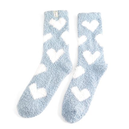 Miss Sparrow Fluffy Hearts Socks Denim - Give And Glow
