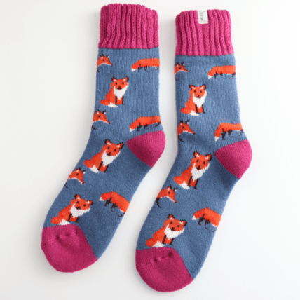 Miss Sparrow Winter Foxes Socks Denim - Give And Glow